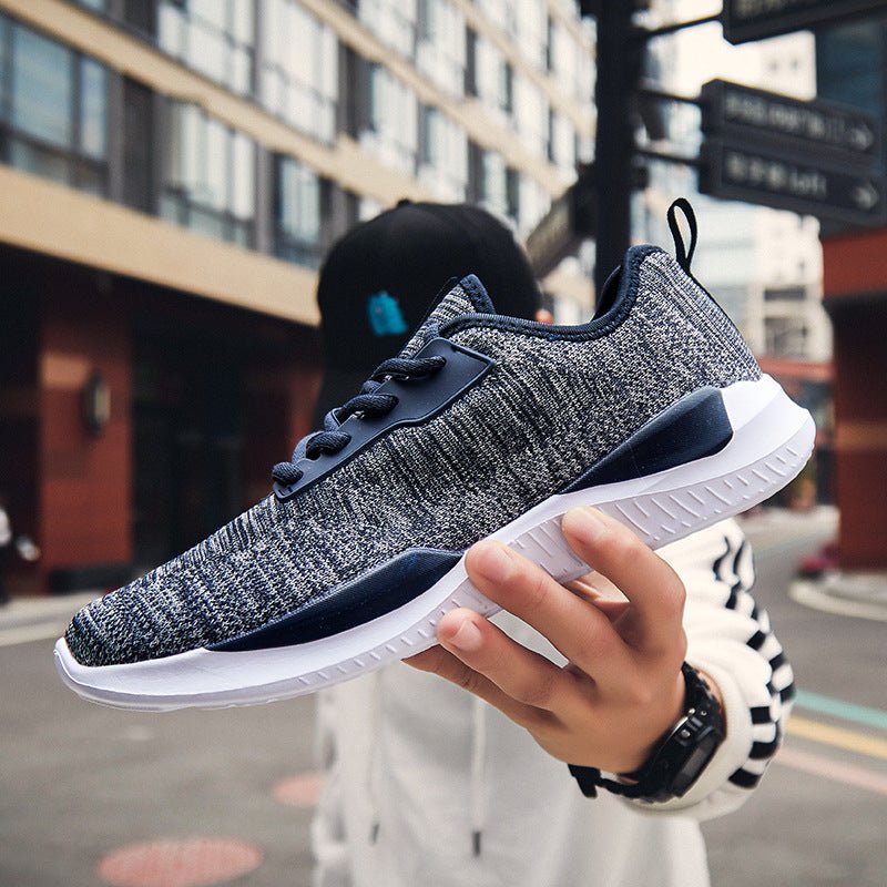 Breathable Flyknit Running Shoes - Dark Blue - JHW
