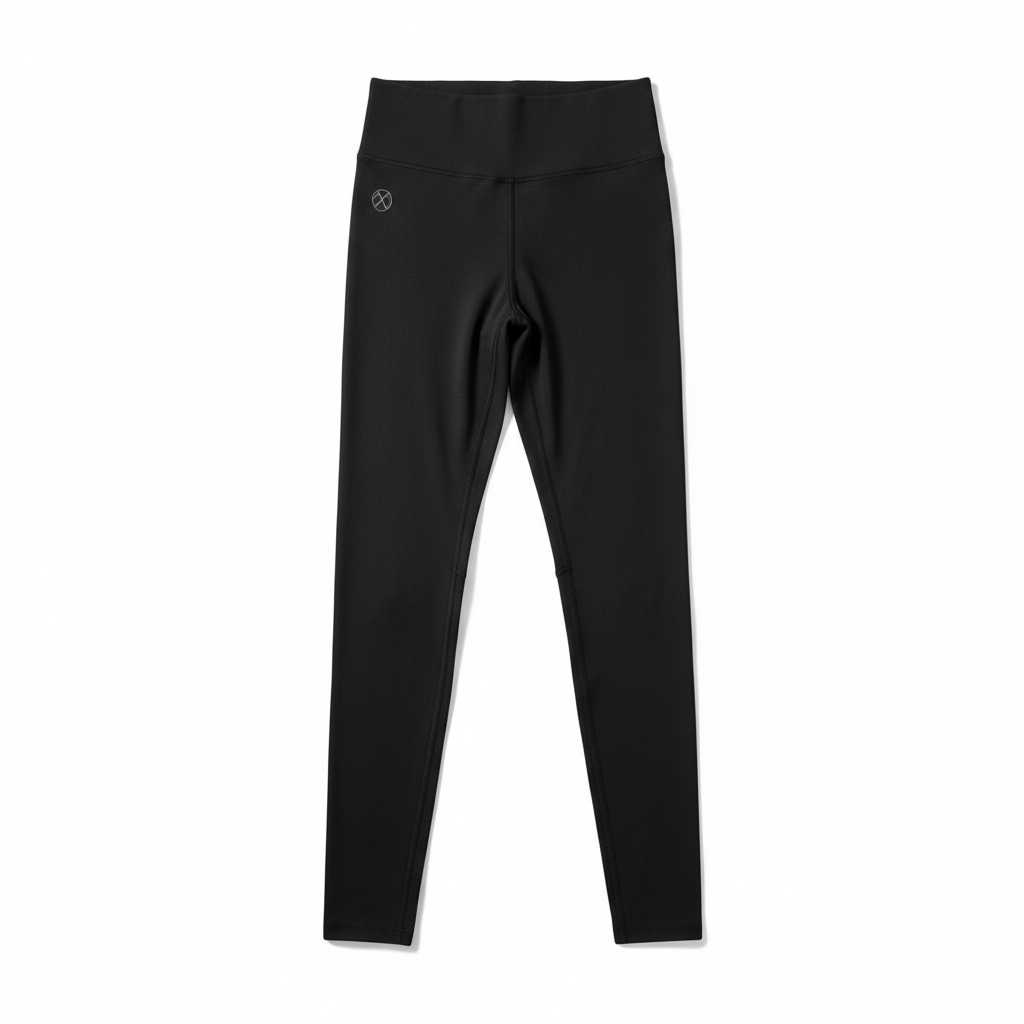 Black squat-proof high-waisted leggings flat lay