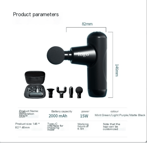 Portable Mini Muscle Massage Gun - Smart & Silent - Black / Generation 1 fascia gun - JHW