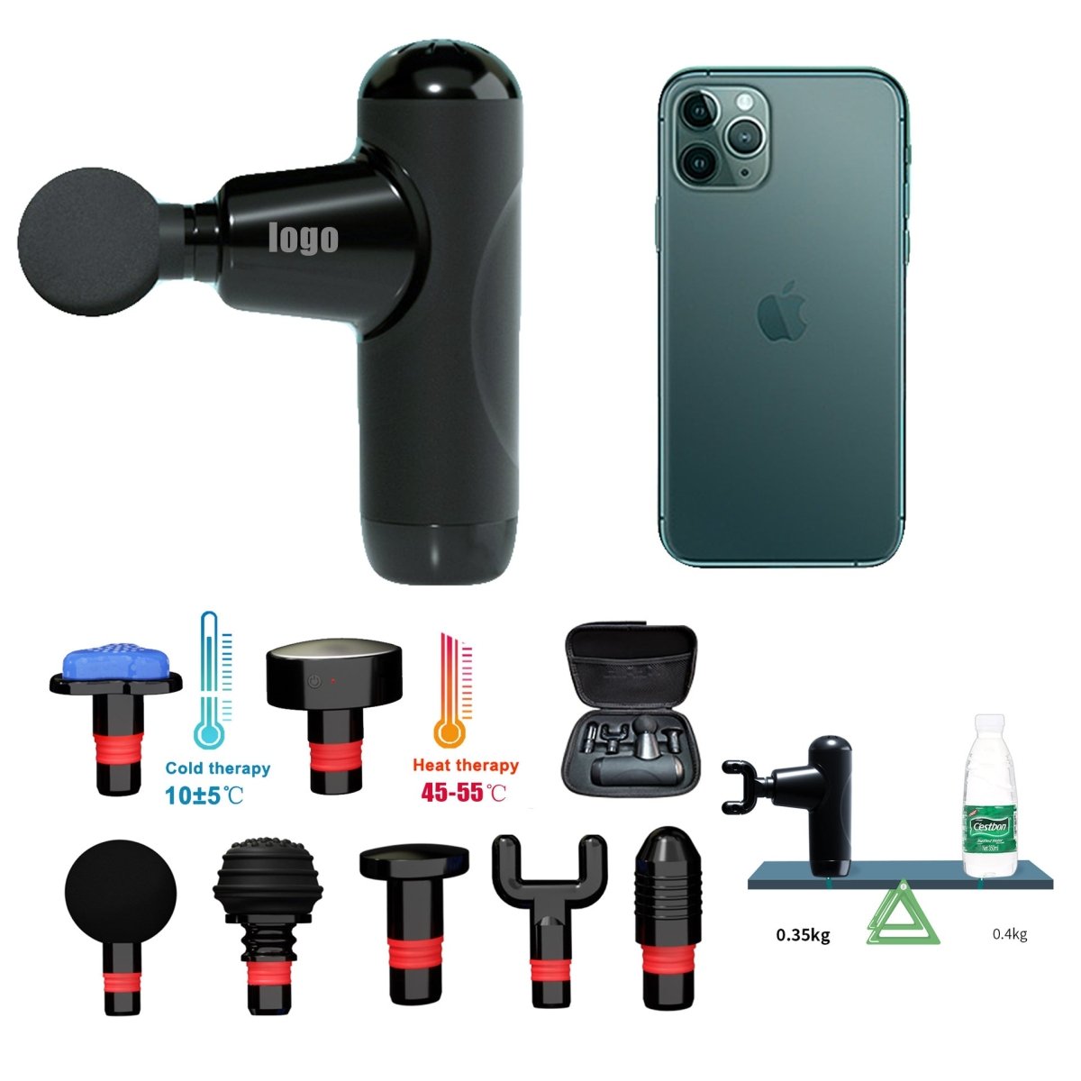 Portable Mini Muscle Massage Gun - Smart & Silent - Black / Generation 1 fascia gun - JHW