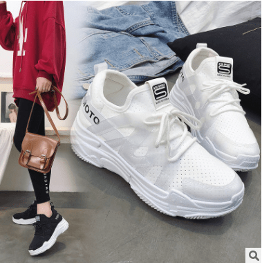 Spring Casual Women's Sneakers - Breathable Running Shoes - Black - JHW