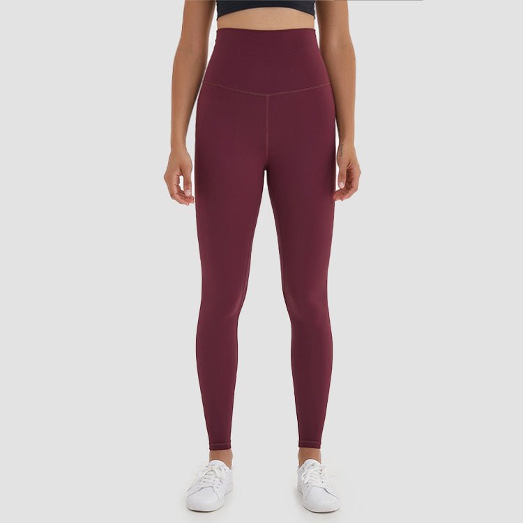 Women's Squat Proof Athletic Fitness Leggings - Wine Red - JHW